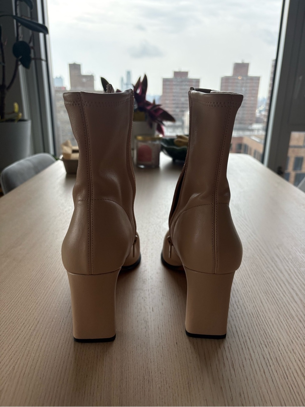Vince Cream Pointed-Toe Mid-Calf Block Heel Boots - Picture 4 of 8